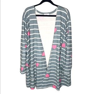 LuLaRoe Gray and Pink Heart Cardigan